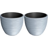 Plantenpot/bloempot Furu Stripes - 2x - buiten/binnen - kunststof - lichtgrijs - D47 x H47 cm