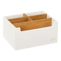 Make-up badkamer sorteer organizer - 5 compartimenten bakje - wit - 18 x 14 x 9 cm