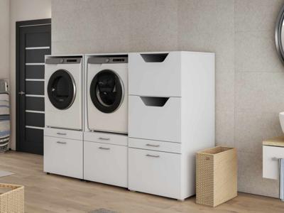 Kast WASHING 2 machines naast elkaar met kast voor wasgoed MEDIUM