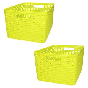 Plasticforte opbergmand/kastmandje - 2x - 18 liter - groen - kunststof - 28 x 38 x 19 cm - Opbergbox