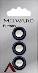 Milward Knoop Wit met Zwarte Rand 18mm (3 stuks)