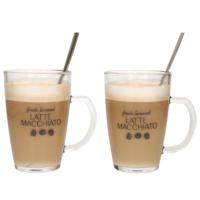 Latte macchiato glazen set - 2x stuks - incl. lepels - glas - 300 ml - koffie glazen - thumbnail