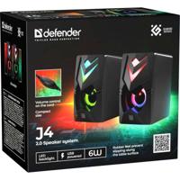 PC-luidsprekers 2.0 DEFENDER J4 2.0 6W LED USB zwart
