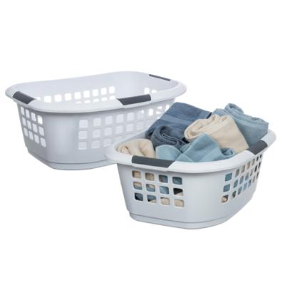 Wasmand extra groot - 2x - wit - kunststof - 51 liter - 67 x 47 x 27 cm