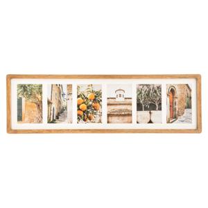 Collage fotolijst voor 6x foto - voor 10 x 15 cm fotos - Mango hout - beige - 70 x 21 cm