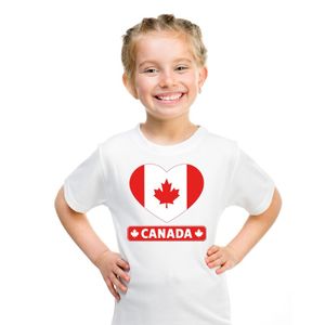 Canada hart vlag t-shirt wit jongens en meisjes