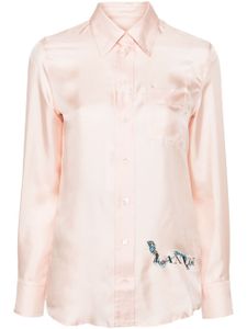 Lanvin chemise en soie à logo imprimé - Rose