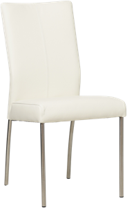 Gebroken witte leren moderne eetkamerstoel Comfort - poot rond rvs - Toledo Leer Bianco (gebroken wit leer)