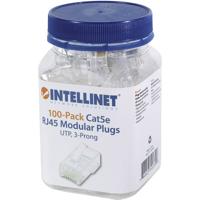 Intellinet Kabel Intellinet verpakking van 100 stuks Cat5e modulaire RJ45-stekkers UTP 3-voudige klem voor massieve draad 100 stekkers per pot 502399
