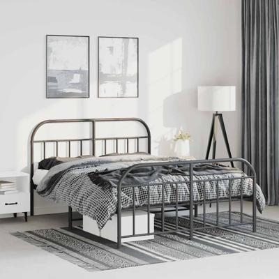 Bedframe met hoofd- en voeteneinde metaal zwart 135x190 cm