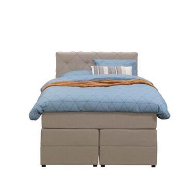 Boxspring met opbergruimte Liv geruit - beige - 120x200 cm - Leen Bakker