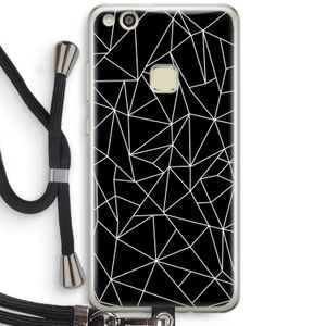 Geometrische lijnen wit: Huawei Ascend P10 Lite Transparant Hoesje met koord