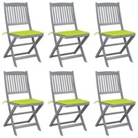 Tuinstoelen 6 st inklapbaar met kussens massief acaciahout