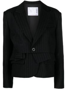 sacai blazer en laine ajusté à fines rayures - Noir