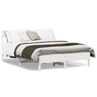 Bedframe zonder matras massief grenenhout wit 140x190 cm