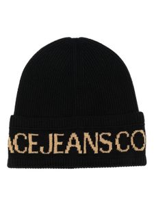 Versace Jeans Couture bonnet à logo en intarsia - Noir