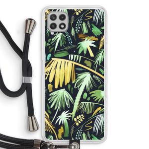Tropical Palms Dark: Samsung Galaxy A22 4G Transparant Hoesje met koord