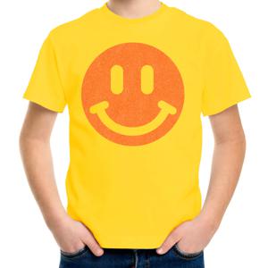 Verkleed T-shirt voor jongens - smiley - geel - carnaval - feestkleding voor kinderen