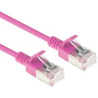 ACT Roze 0,5 meter LSZH U/FTP CAT6A datacenter slimline patchkabel snagless met RJ45 connectoren