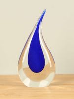 Glaskunst. Glassculptuur druppel kobalt, 25 cm