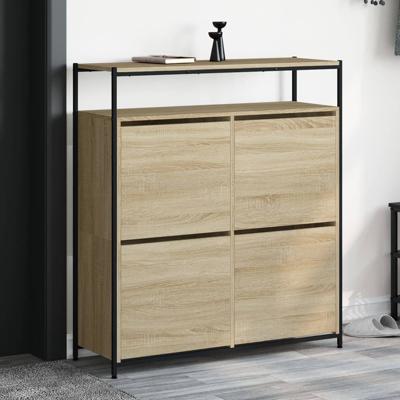 Schoenenkast met 4 klaplades 100x34x112 cm sonoma eikenkleurig