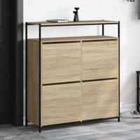 Schoenenkast met 4 klaplades 100x34x112 cm sonoma eikenkleurig