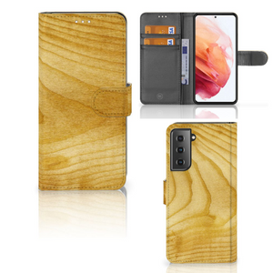 Samsung Galaxy S21 Book Style Case Licht Hout