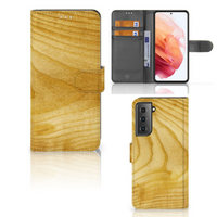 Samsung Galaxy S21 Book Style Case Licht Hout - thumbnail