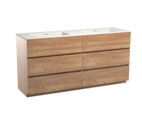 Storke Edge staand badmeubel 170 x 52 cm ruw eiken met Mata dubbele wastafel in mat witte solid surface