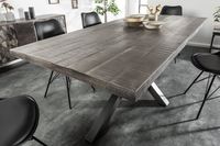 Massieve industrieele eettafel GALAXIE 200cm grijs mangohouten stervormig frame - 39442