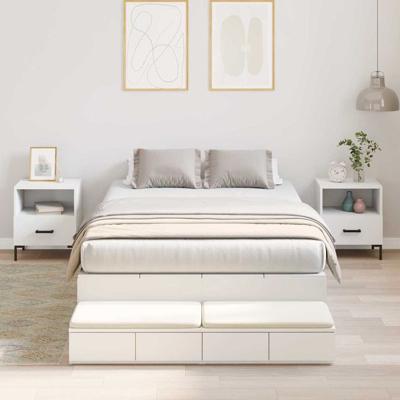 Opbergbedframe met lade Wit 226,5 x 120 x 31,5 cm Bewerkt hout