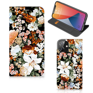 Smart Cover voor iPhone 12 | iPhone 12 Pro Dark Flowers