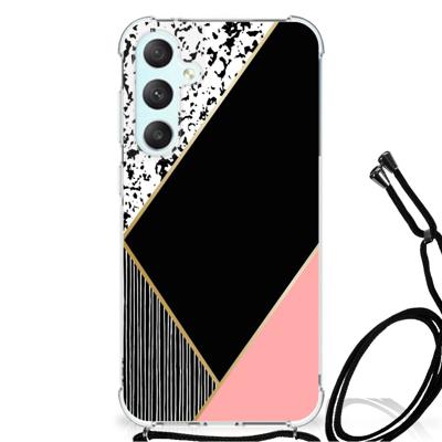 Samsung Galaxy S23 FE Shockproof Case Zwart Roze Vormen Samsung Galaxy S23 FE Shockproof Case Zwart Roze Vormen