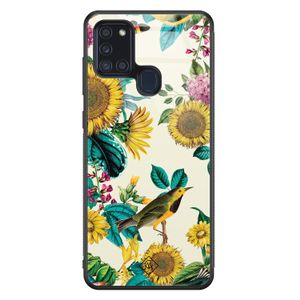 Samsung Galaxy A21s glazen hardcase - Sunflowers