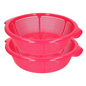 PlasticForte set van 2x stuks kunststof keuken vergiet van 31 x 9.5 cm fuchsia roze - Vergieten