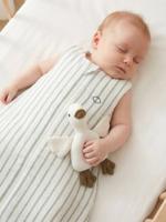 Zomers trappelzak met centrale opening, aanpasbaar in katoenen mousseline RAYURE saliegroen