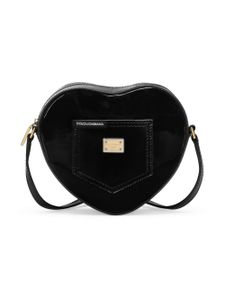 Dolce & Gabbana Kids sac à main Heart à fini verni - Noir