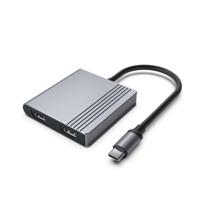 Gembird A-CM-COMBO3-04 USB Type-C 3-in-1 multiport-adapter (2x USB-poort + 2x HDMI + PD), spacegrijs