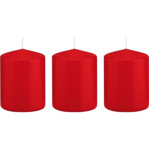 Cilinderkaars/stompkaars - 3x - rood - 6 x 8 cm - 29 branduren