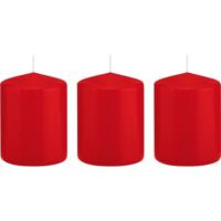 Cilinderkaars/stompkaars - 3x - rood - 6 x 8 cm - 29 branduren