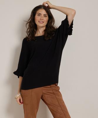 vleermuismouw trui met ruches vleermuismouw trui met ruches