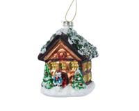 Huis glas l8.9b7.6h13.2 cm ass kerst - Decoris