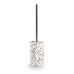 Luxe Toiletborstel in houder - wit - Terrazzo design - keramiek - 42 x 10 cm