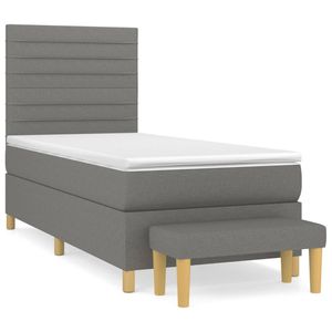 vidaXL Boxspring met matras stof donkergrijs 90x190 cm