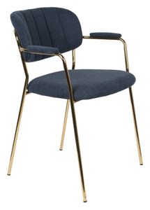 ZILT Eetkamerstoel 'Kolten' met armleuning, kleur Goud/Donkerblauw