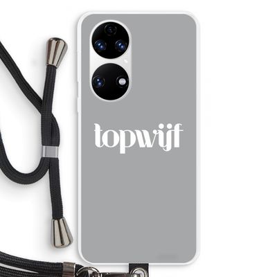 Topwijf Grijs Wit: Huawei P50 Transparant Hoesje met koord