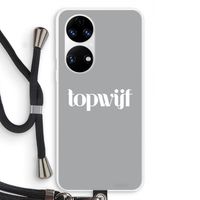 Topwijf Grijs Wit: Huawei P50 Transparant Hoesje met koord Topwijf Grijs Wit: Huawei P50 Transparant Hoesje met koord