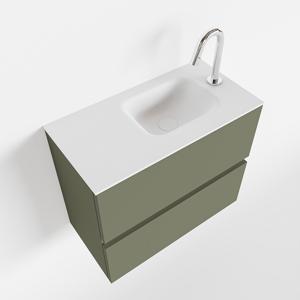 Toiletmeubel Mondiaz Ada | 60 cm | Meubelkleur Army | Lex wastafel Talc Rechts | 1 kraangat
