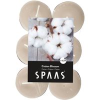 12x Geurtheelichtjes Cotton Blossom/wit 4,5 branduren   -
