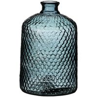 Bloemenvaas Scubs Bottle - lichtblauw geschubt transparant - glas - D18 x H31 cm - Fles vazen